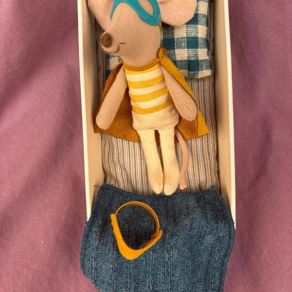Maileg MOUSE SUPER HERO Little Brother Matchbox Danish Design NEW with box
